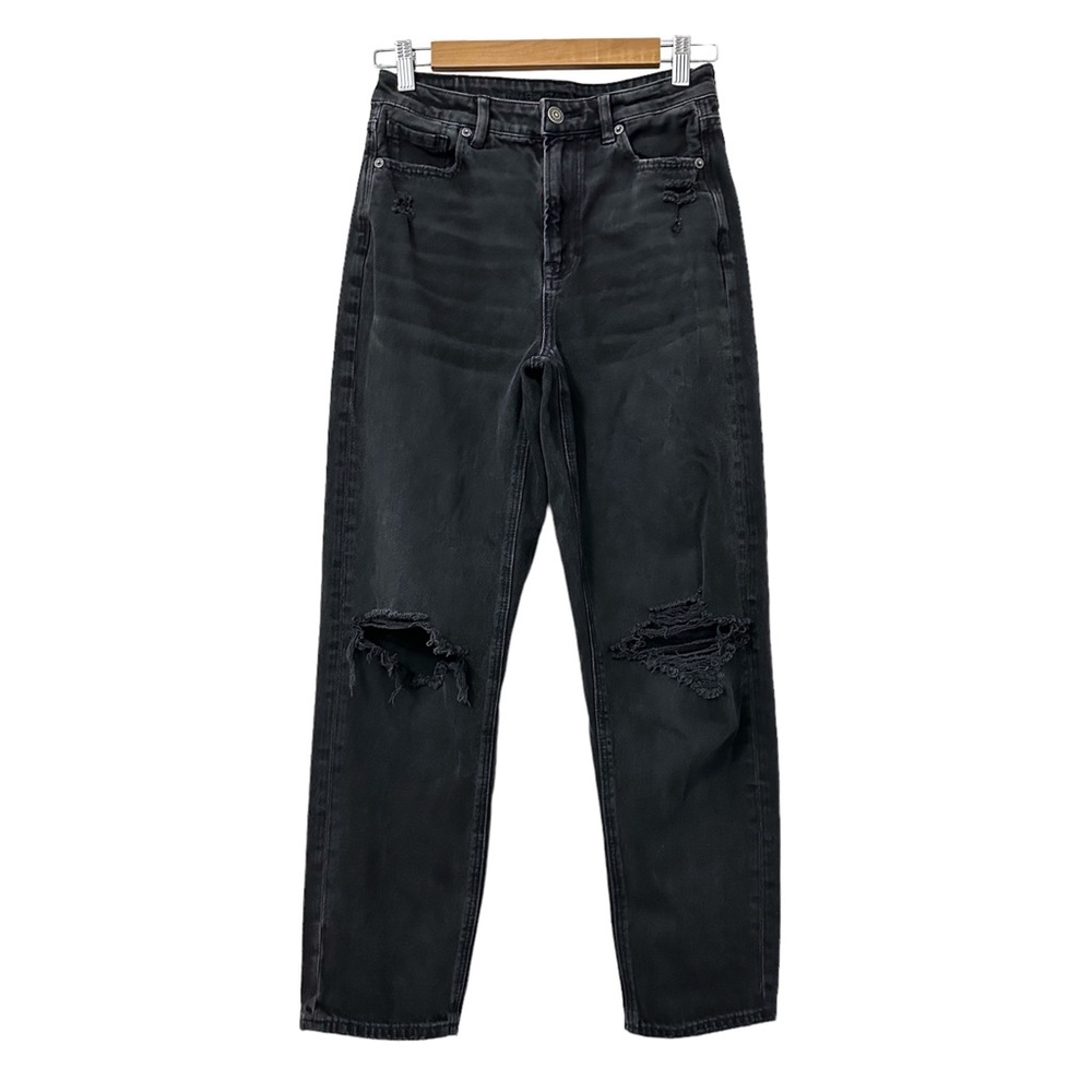 Black AE Ripped Mom Straight Jean 4